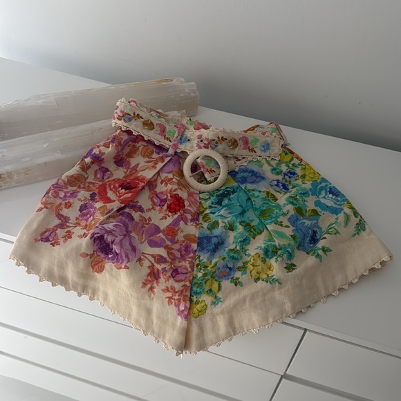 Zimmermann High Waist Floral Shorts - Cream and Multicolor - Picture 5 of 8